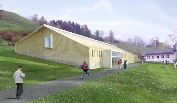 Projektwettbewerb Dreifachturnhalle Nesslau - 1. Preis, Architron, Imre Bartal
