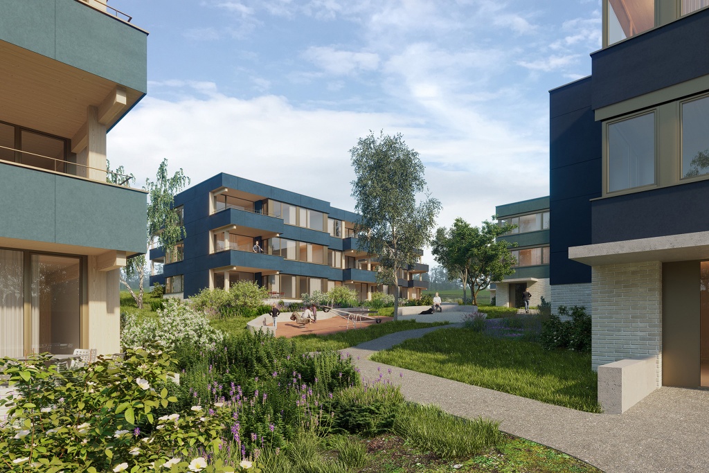 Visualisierung 1. Preis Wohnüberbauung  Aemet Birmensdorf, HLS Architekten