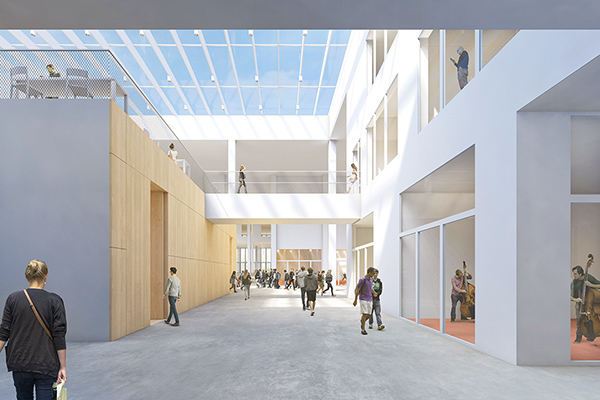 Visualisierung Bâtiment du Campus CentraleSupélec, 1. Preis, Paris
Gigon Guyer Architekten / Bouygues, 2015