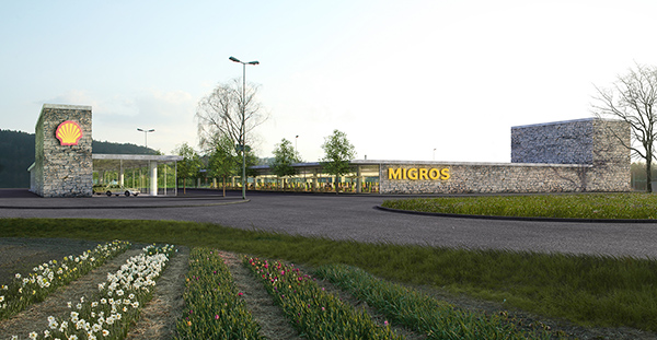 Visualisierung Neubau Migros Markt und Shell-Tankstelle in Eglisau
Harder Haas Partner AG, Eglisau 2010