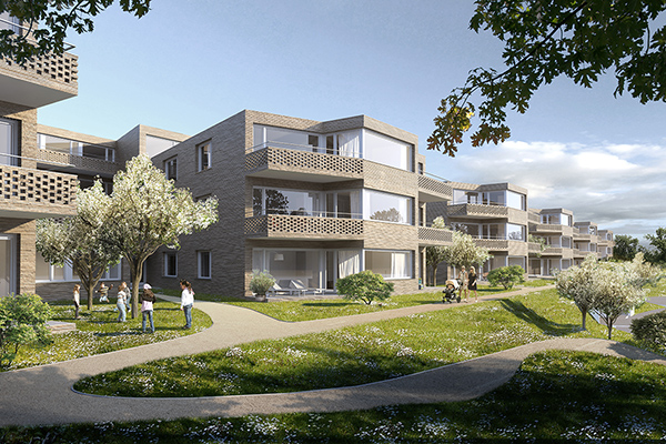 Visualisierung Wohnüberbauung Bänklen Nord-Ost, Kilchberg, 3. Preis
Kaufmann Architekten, 2014