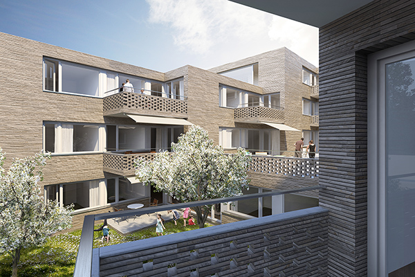 Visualisierung Wohnüberbauung Bänklen Nord-Ost, Kilchberg, 3. Preis
Kaufmann Architekten, 2014