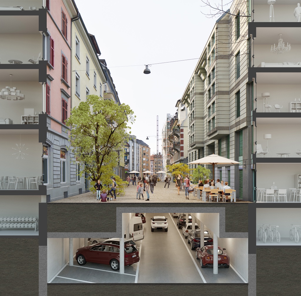 Visualisierungen Fussgängerzone Langstrassenquartier, Claude Schelling & Partner Architekten 2018