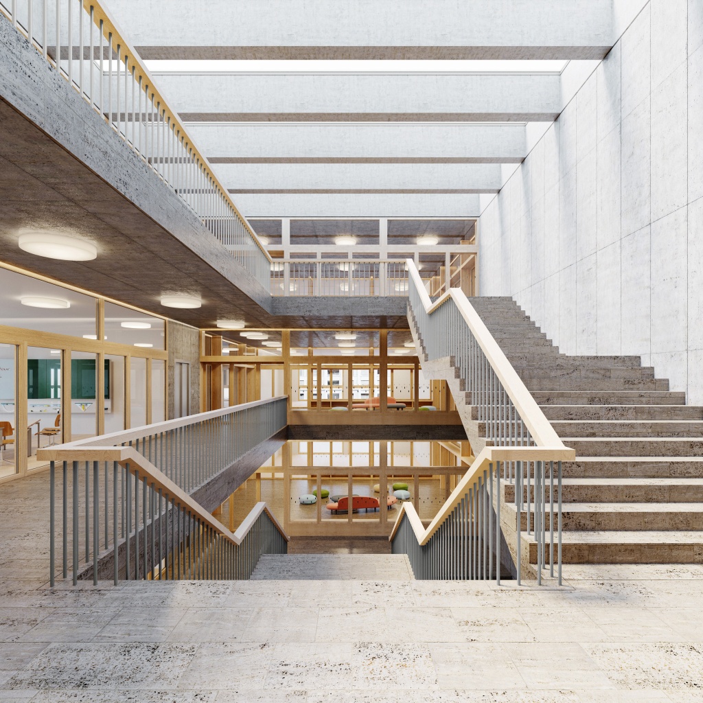 Visualisierung 3. Preis Wettbewerb Schulhaus Thurgauerstrasse Zürich, Liechti Graf Zumsteg Architekten 2017