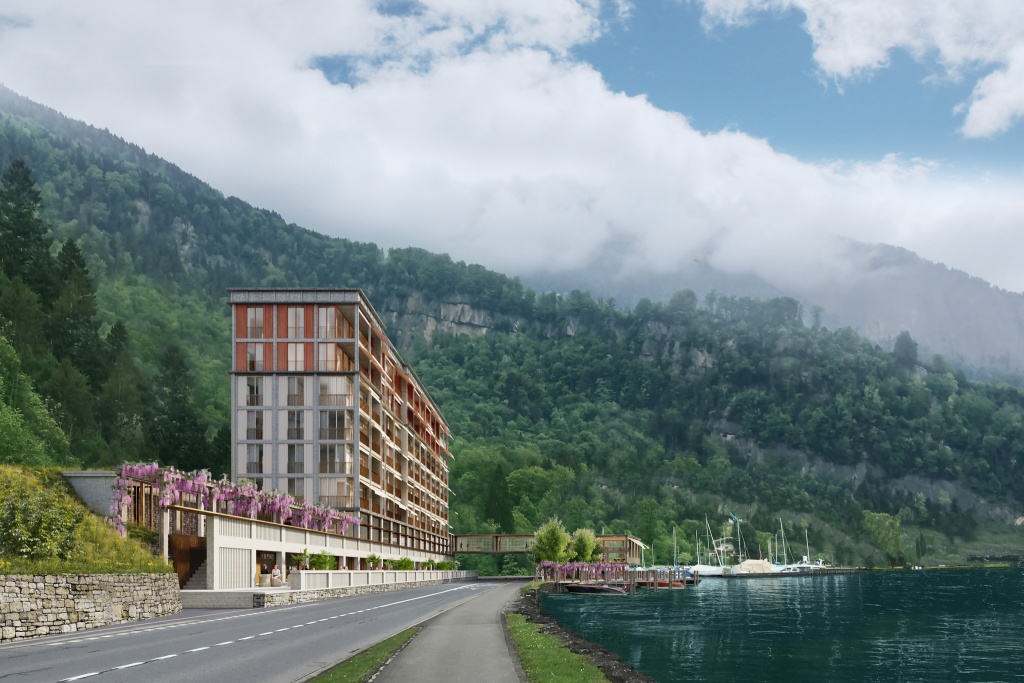 1. Preis im Studienauftrag für den Ersatzneubau des Hotel Lützelau in Weggis, Rolf Mühlethaler Architekten Bern 2019